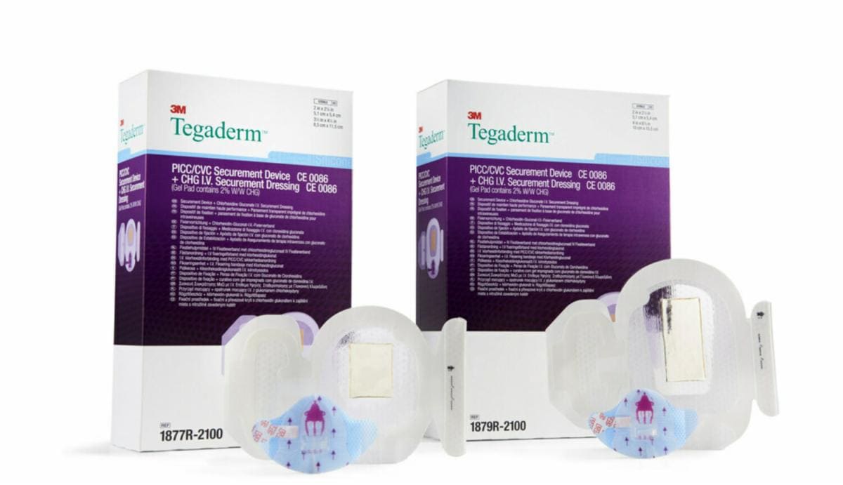 3M™ PICC/CVC fixační prostředek + 3M™ Tegaderm™ CHG I.V. fixační krytí s chlorhexidin glukonátem